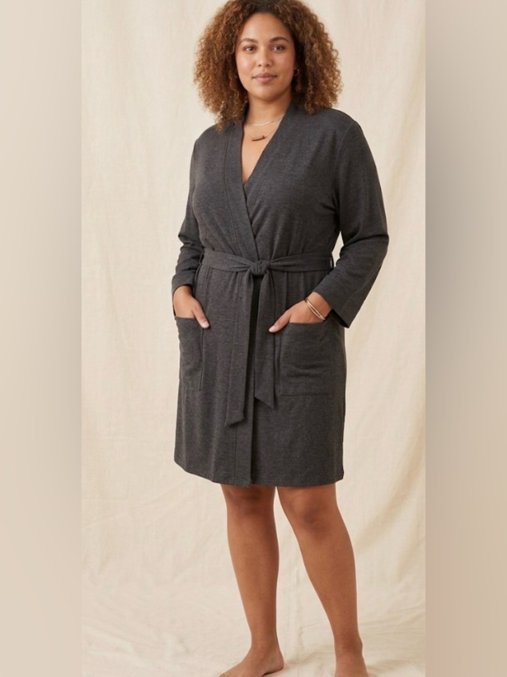 Hotouch Xl gray robe with pockets and attachable belt